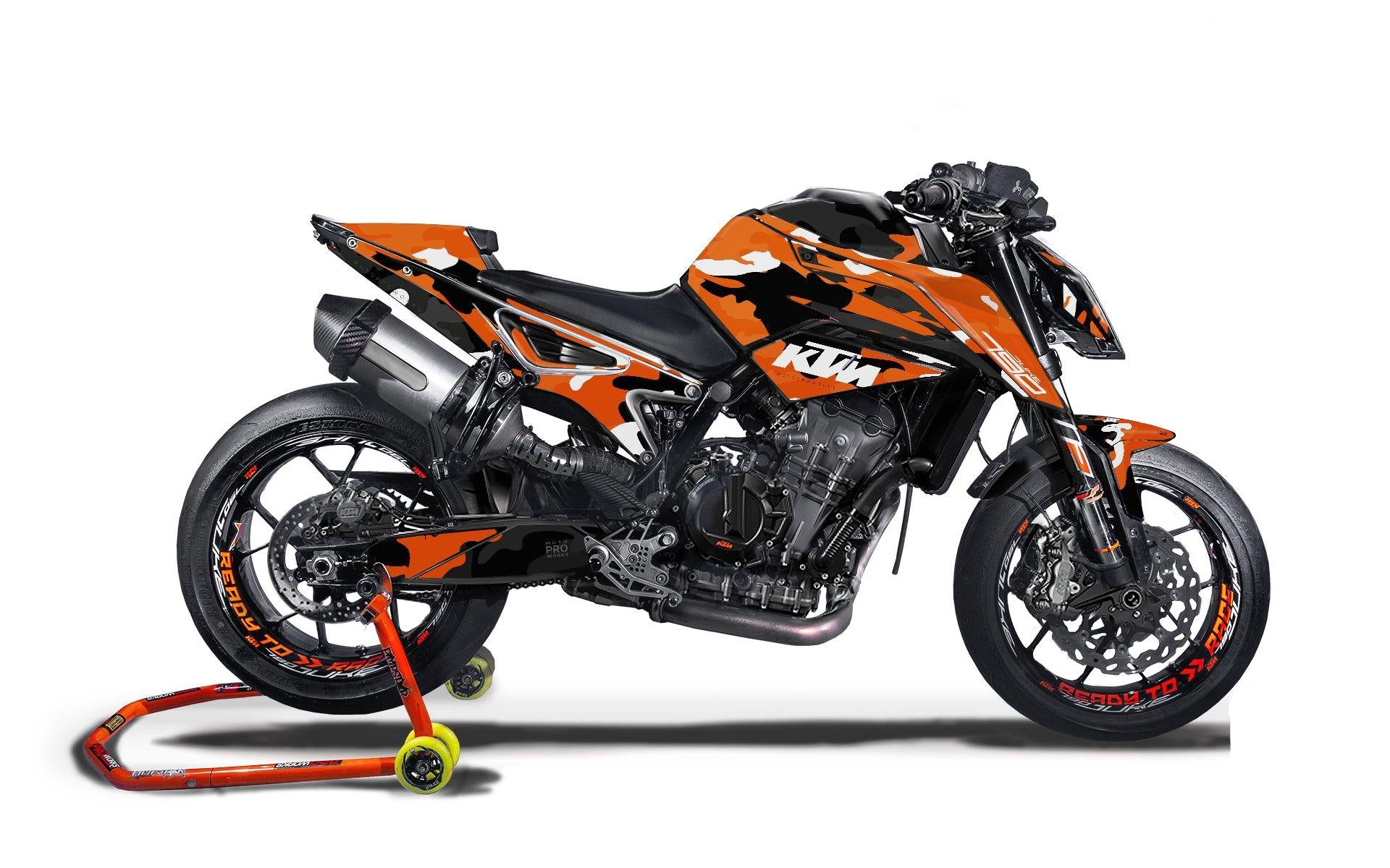 KTM 790 Duke GRAPHIC KIT - "Camouflage" (Orange) - MotoProWorks | Decals and Bike Graphic kit