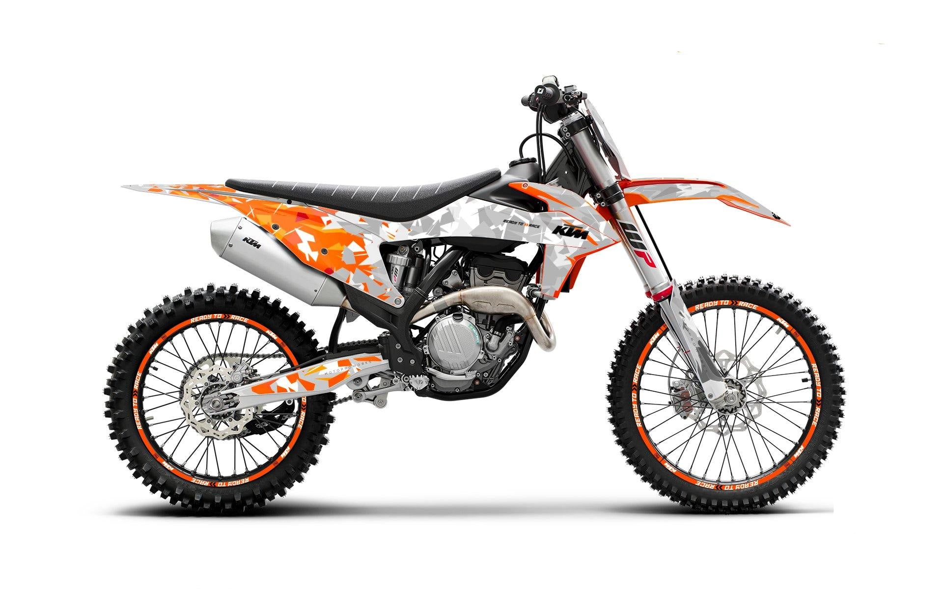 KTM GRAPHIC KIT - SX/SFX "Flake" (Grey/Orange) - MotoProWorks | Decals and Bike Graphic kit