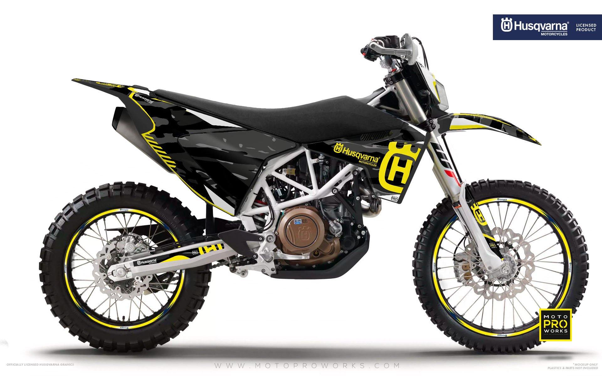 Husqvarna GRAPHIC KIT - "FACTOR" (Tigercamo/dark) - MotoProWorks | Decals and Bike Graphic kit