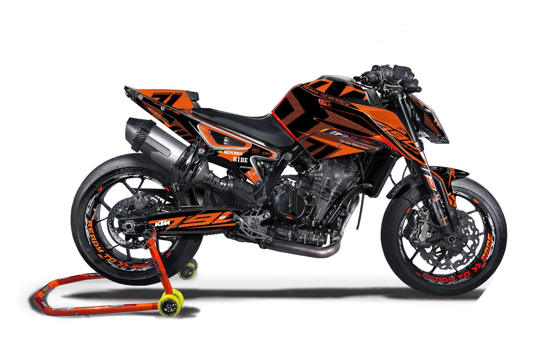 KTM 790 Duke GRAPHIC KIT - "Rasorblade" (Orange) - MotoProWorks | Decals and Bike Graphic kit