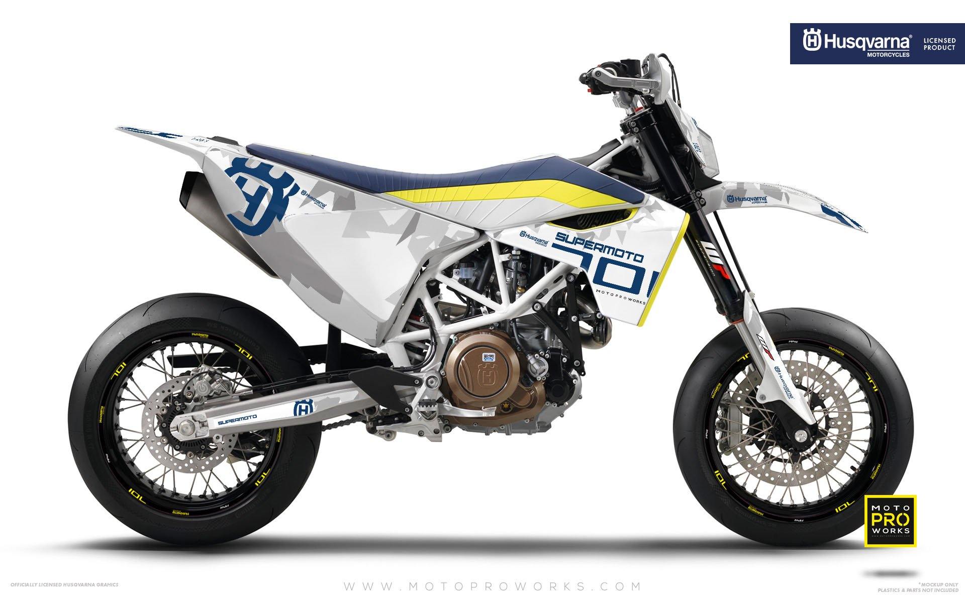 Husqvarna GRAPHIC KIT - "SPARK" (White) - MotoProWorks | Decals and Bike Graphic kit