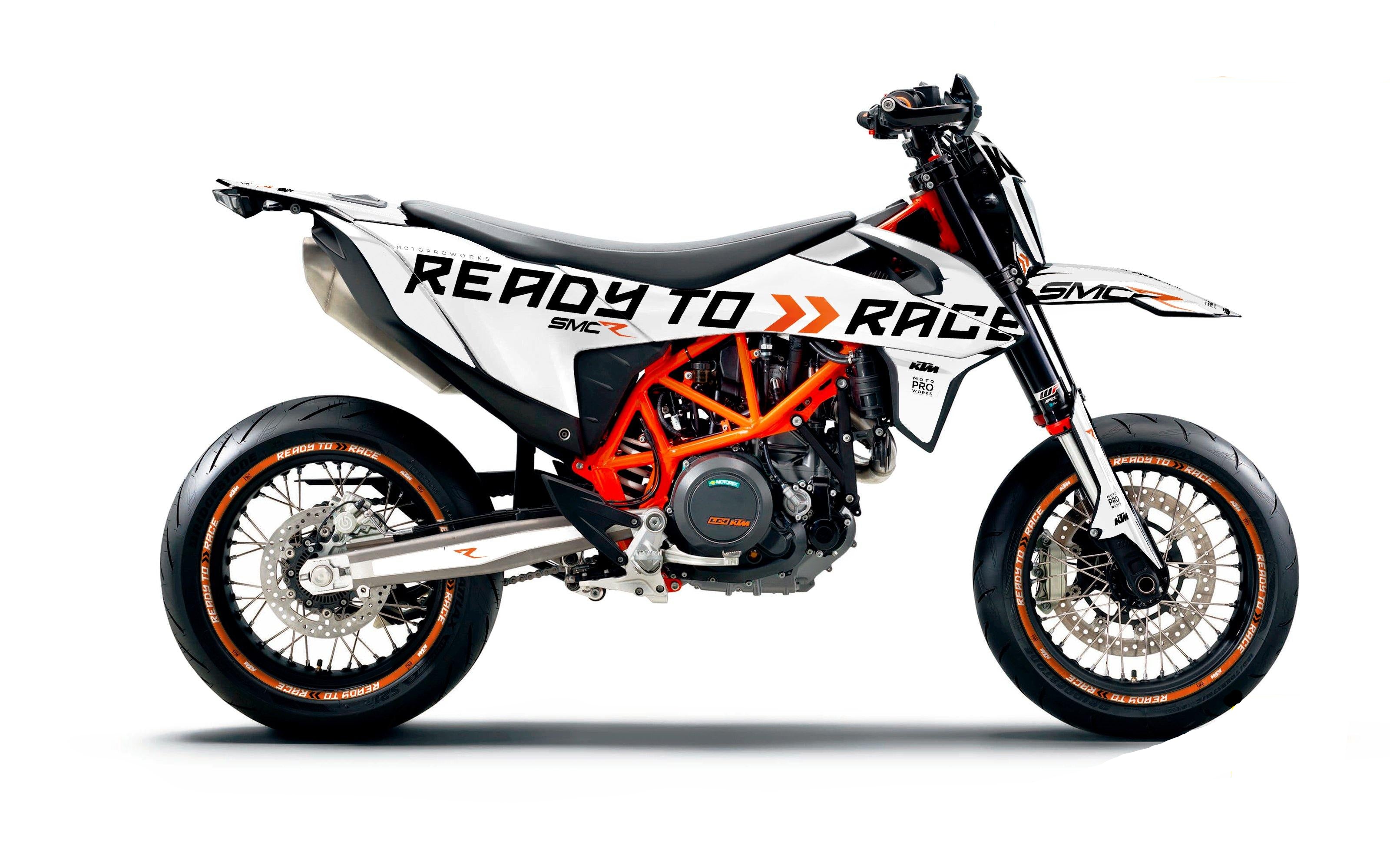 KTM GRAPHIC KIT - 690 SMC-R "Ready2Race" (White) - MotoProWorks | Decals and Bike Graphic kit