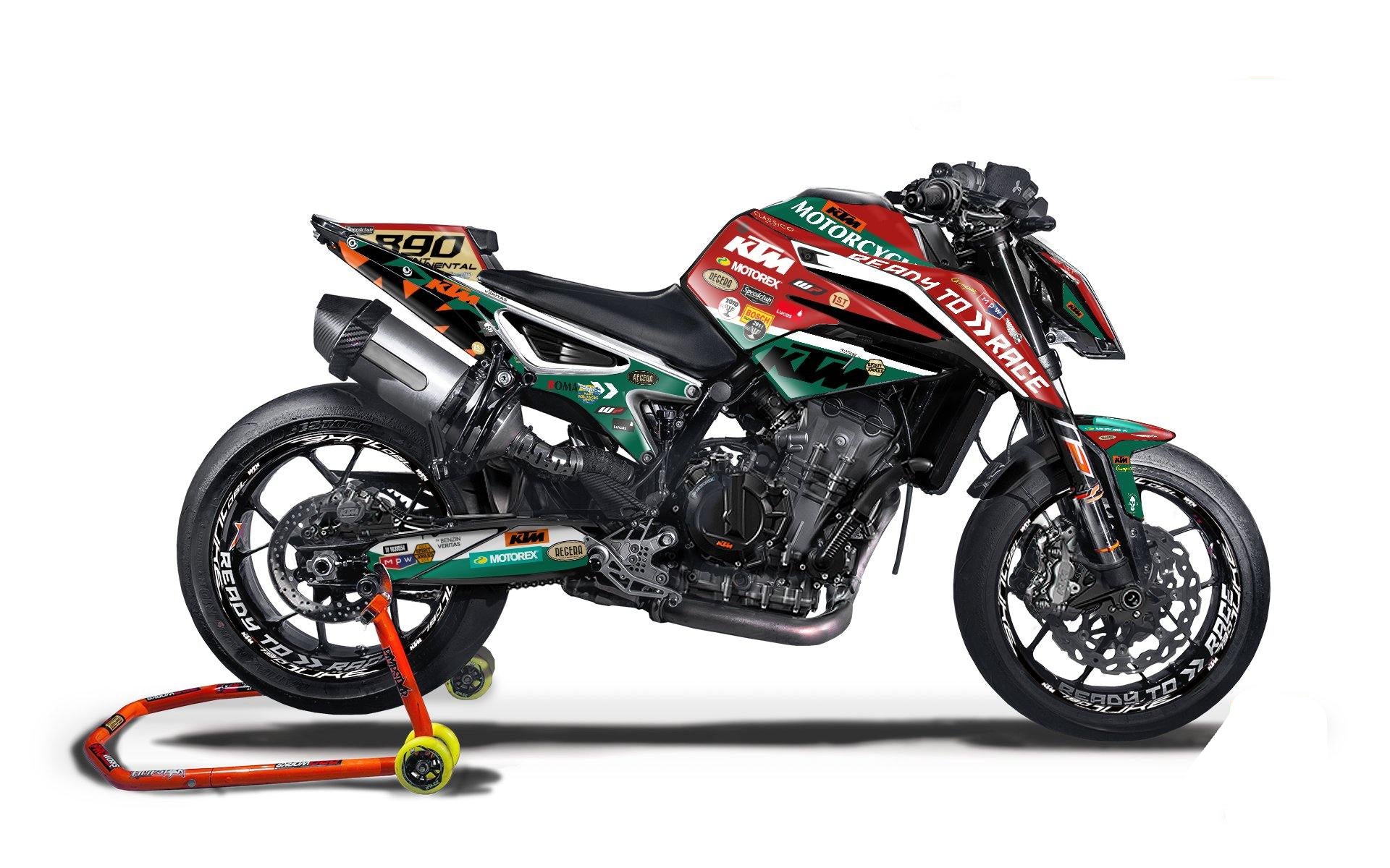 KTM 790/890 R Duke GRAPHIC KIT - "Regera" (Red/Green) - MotoProWorks | Decals and Bike Graphic kit