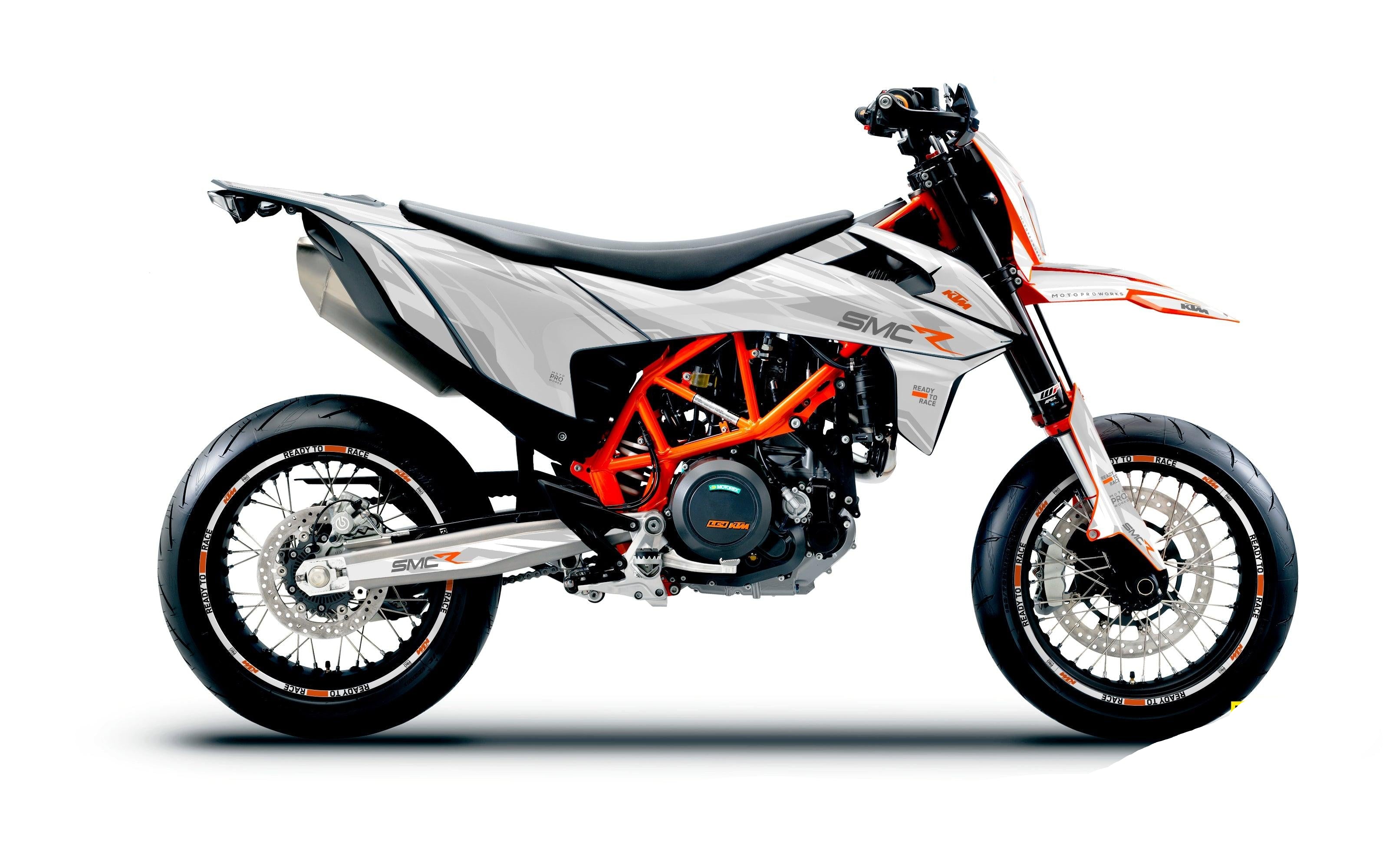 "Ripple" (White) - MotoProWorks Full Graphics Kit for KTM 690 SMC-R