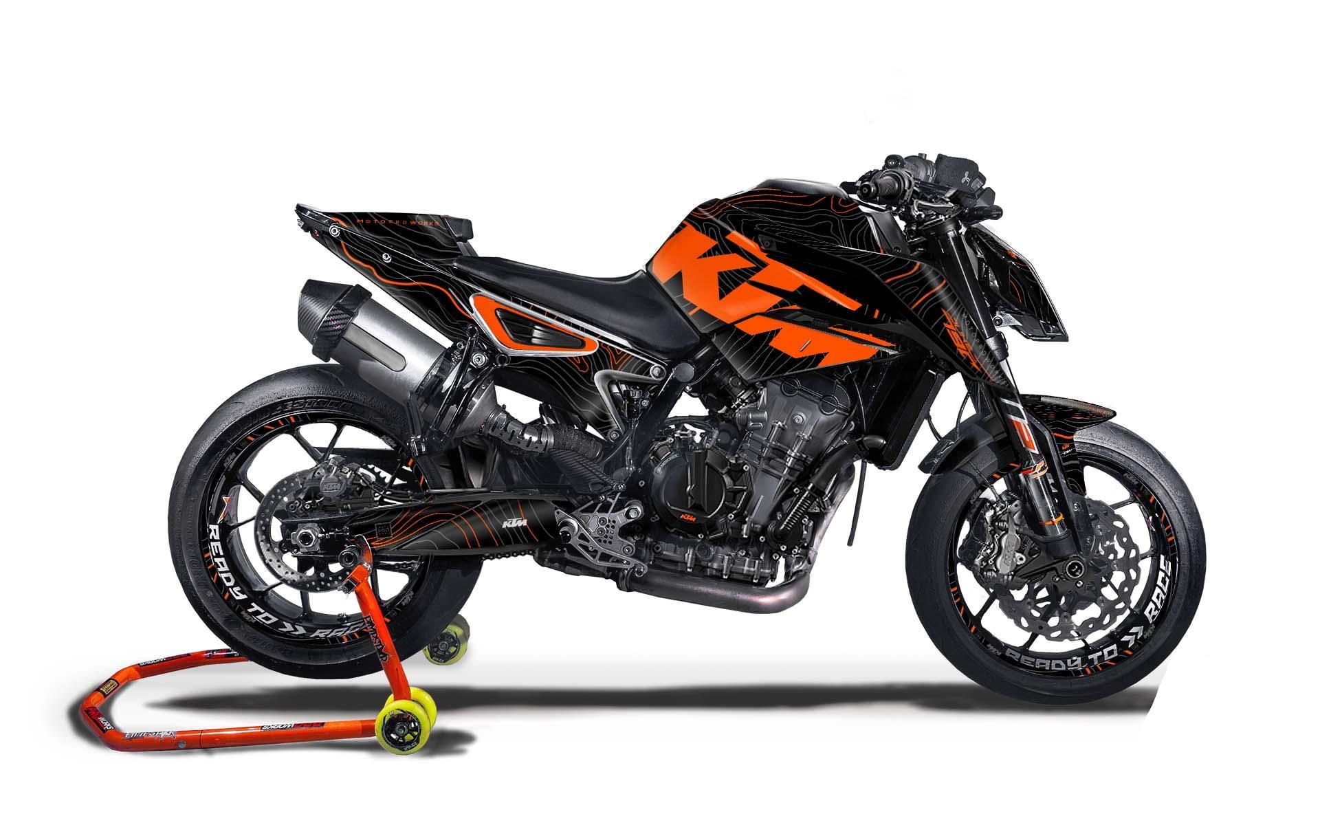 KTM 790/890 Duke GRAPHICS - "Topography" (Black/Orange) - MotoProWorks