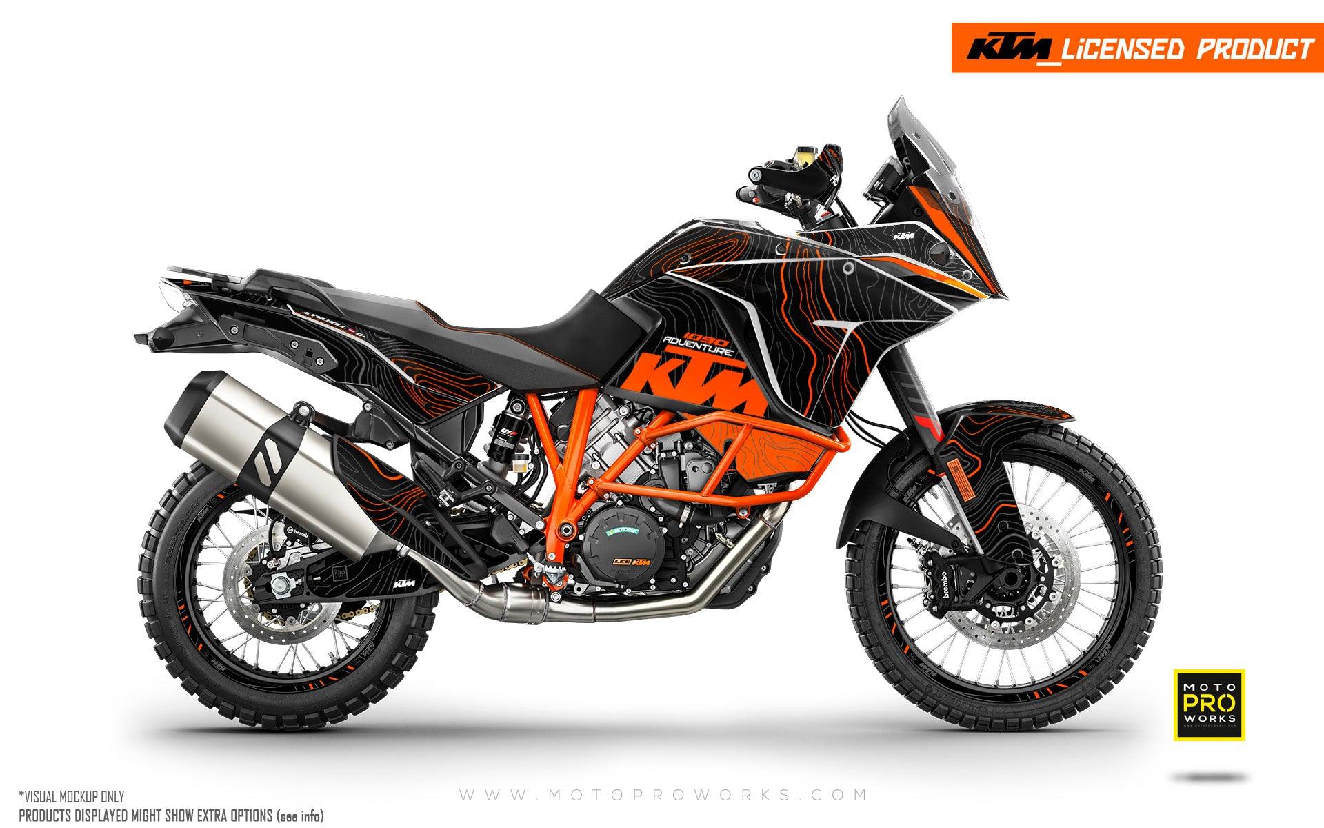 KTM 1050/1090/1190 Adventure GRAPHICS - "TOPOGRAPHY" (Black/Orange) - MotoProWorks