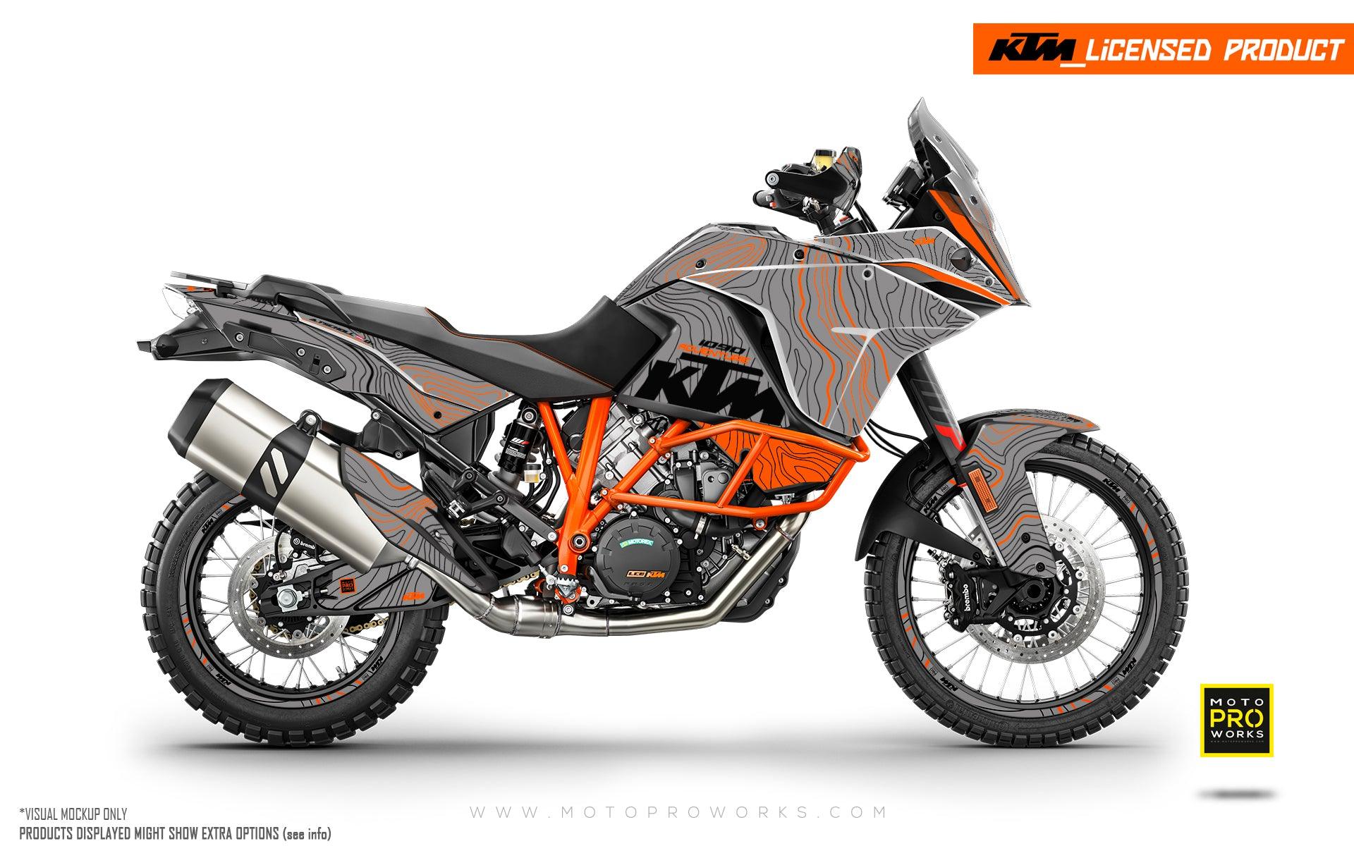 KTM 1050/1090/1190 Adventure GRAPHICS - "TOPOGRAPHY" (Grey/Orange) - MotoProWorks