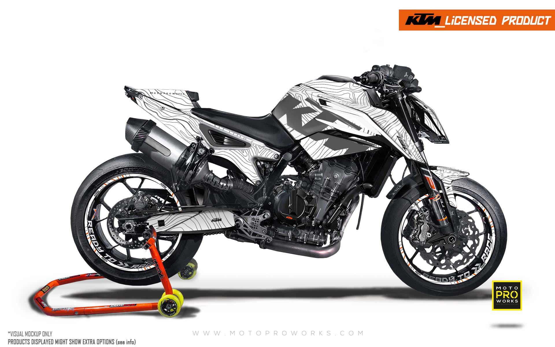 KTM 790/890 Duke GRAPHICS - "Topography" (White) - MotoProWorks