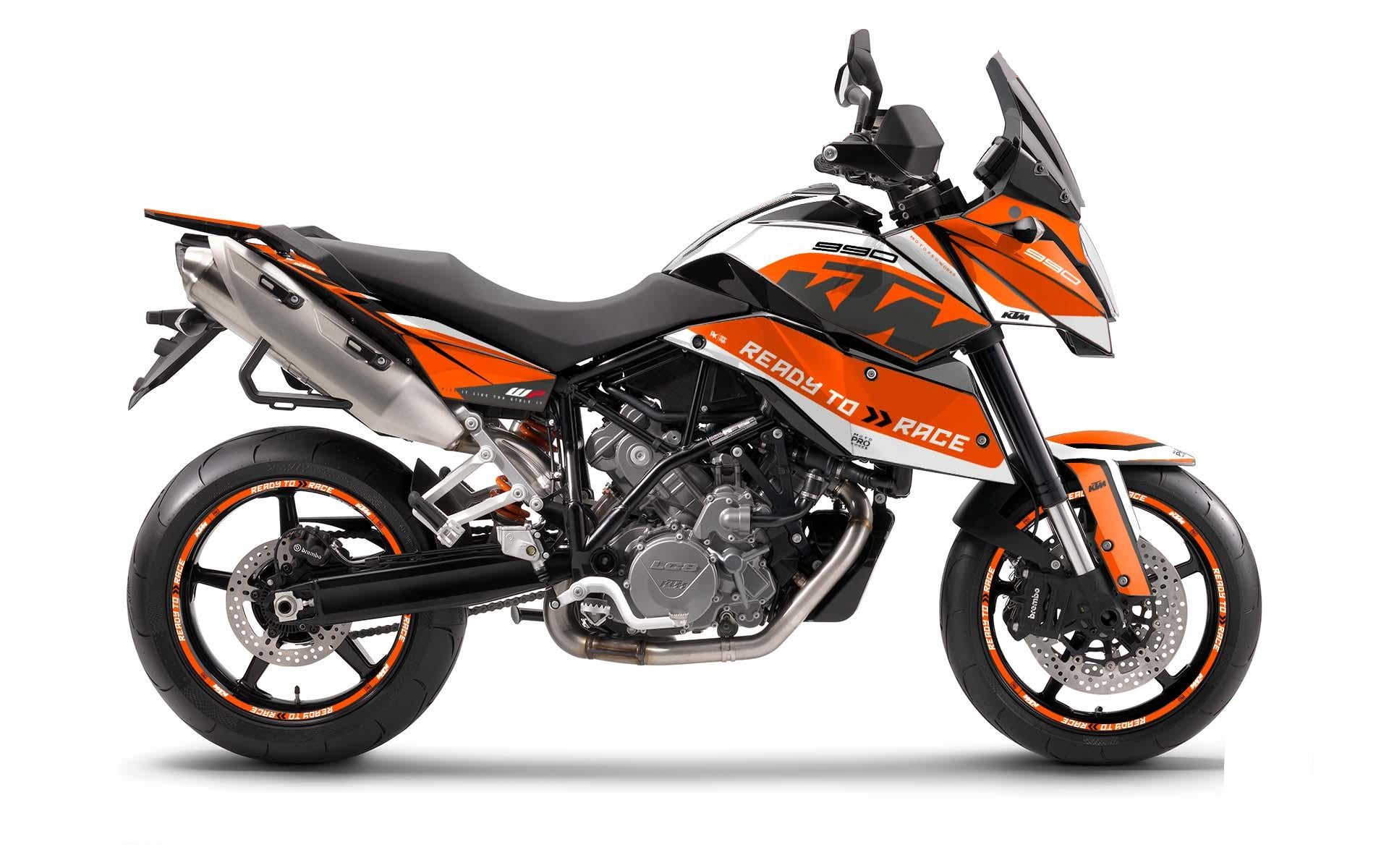 KTM 990 SMT GRAPHICS - "Torque" (White/Orange) - MotoProWorks