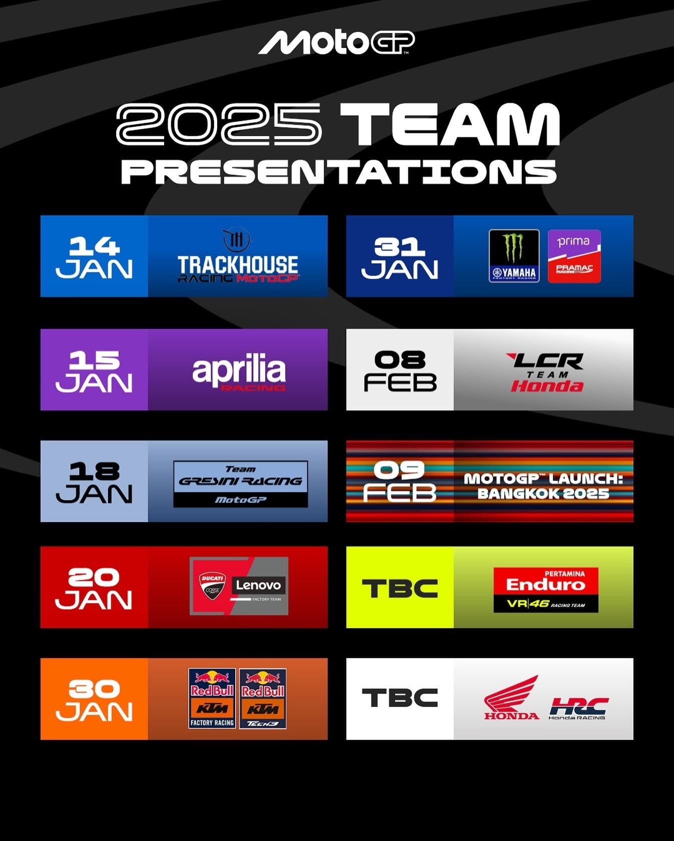 🆕 YEAR means #MotoGP Team presentations are around the corner! 😎