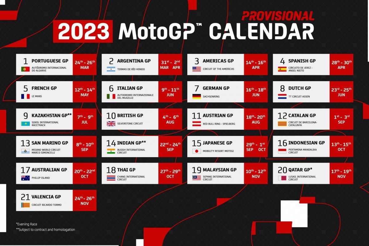 2023 MotoGP™ calendar: countries, circuits & dates - MotoProWorks