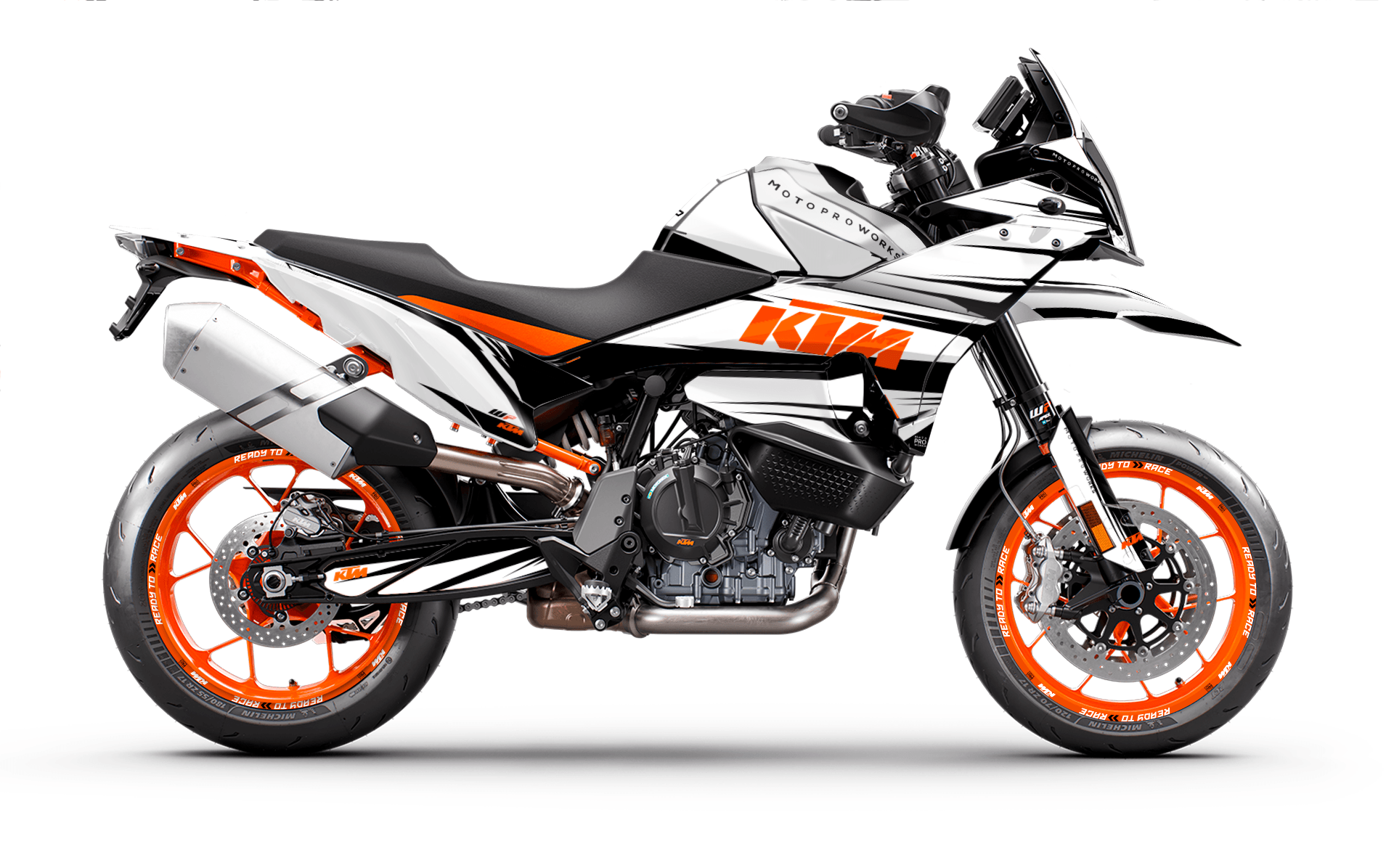 KTM 890 SMT 2023-2024 GRAPHICS - "Edge" (White) - MotoProWorks