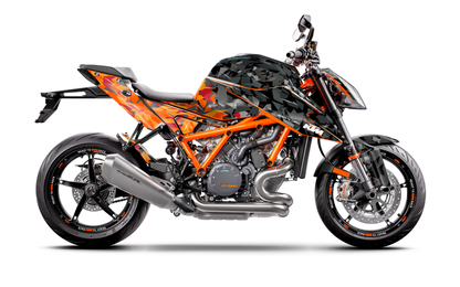 KTM 1290 Super Duke R 2020 - 2023 STICKERSET - "Flake" (Zwart/Oranje)