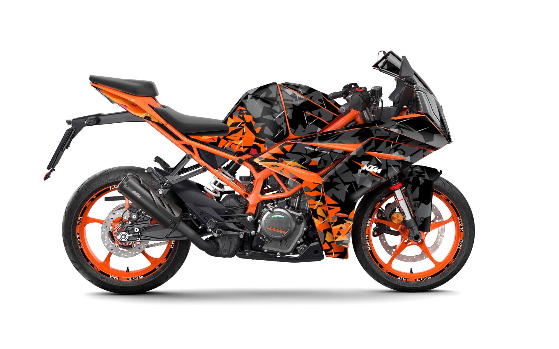 KTM RC 125/200/250/390 KIT GRAFICO - "Flake" (Nero/Arancione)