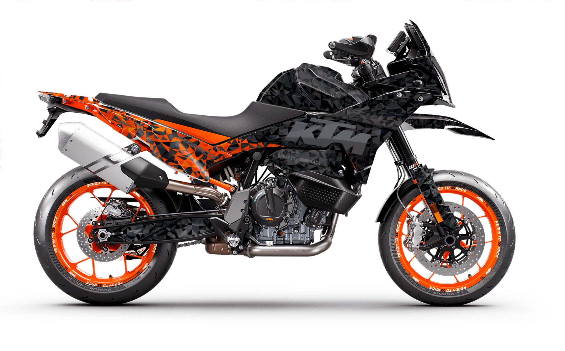 KTM 890 SMT 2023-2024 GRAPHICS - "Polyatomic" (Black/Orange) - MotoProWorks