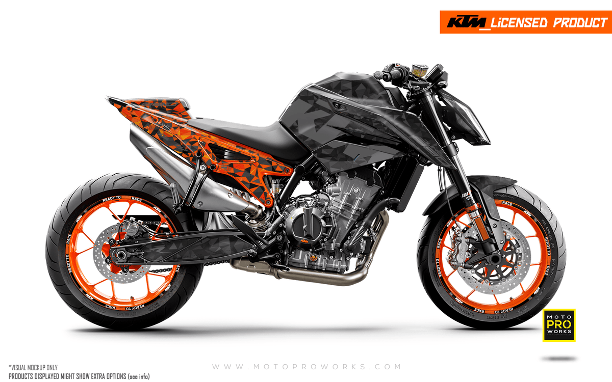 KTM 790 890 Duke GRAPHICS Polyatomic Black Orange MotoProWorks ktm-790-890-duke-graphics-polyatomic-black-orange-motoproworks
