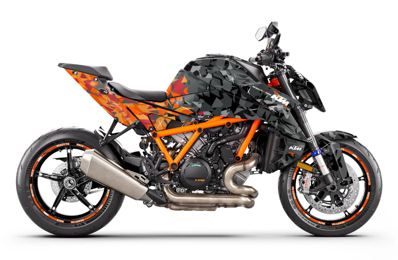 *OUTLET!* KTM 1390 Super Duke R/Evo GRAPHICS - "Flake" (Black/Orange) - MATTE - Ref 22637