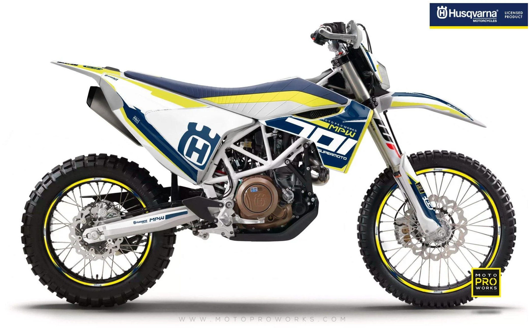 *OUTLET!* Husqvarna 701 Enduro Kits Déco (2018-2024) - "SEVENOHONE" (Bleu/blanc) - BRILLANT - Réf.25807