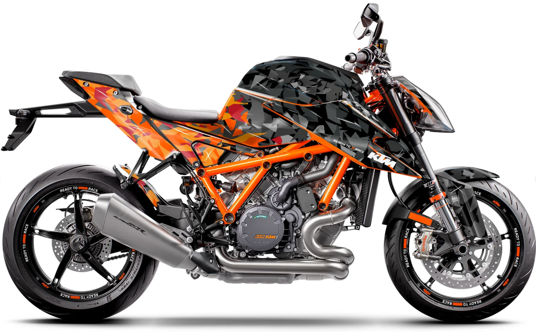 *OUTLET!* KTM 1290 Super Duke R 2020 - 2023 KITS DÉCO - "Flake" (Noir/Orange) - BRILLANT - Réf.25348