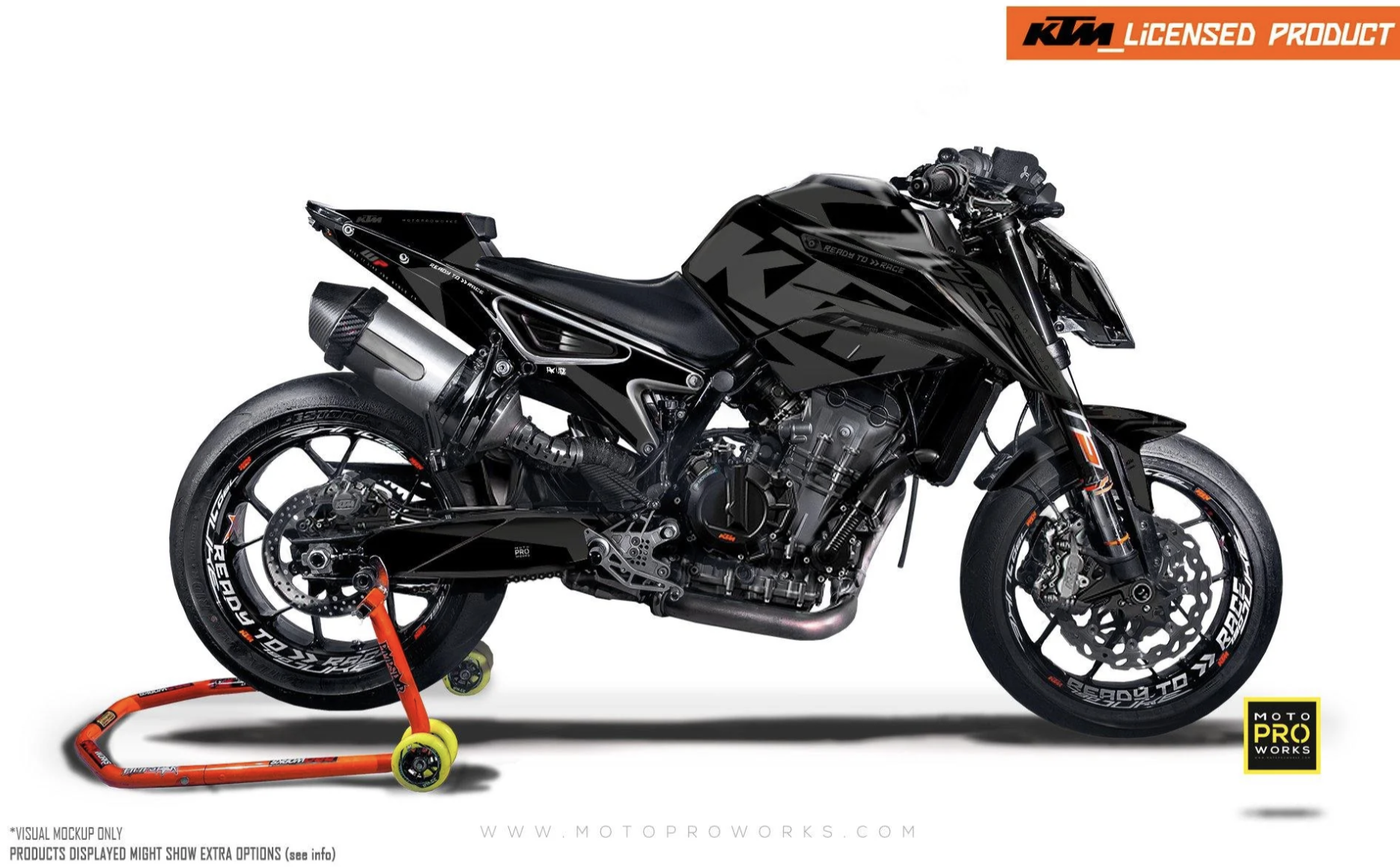*OUTLET!* KTM 790 Duke GRAPHICS (2018 - 2022)- "Torque" (Black) - SILVER CHROME/MATTE - Ref.23266