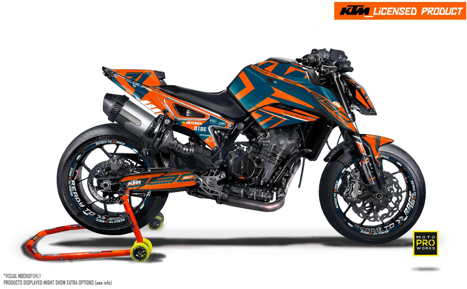 *OUTLET!* KTM 890 Duke GRAPHICS (2020 - 2024) - "Rasorblade" (Blue/Orange) - GLOSSY - Ref.24784