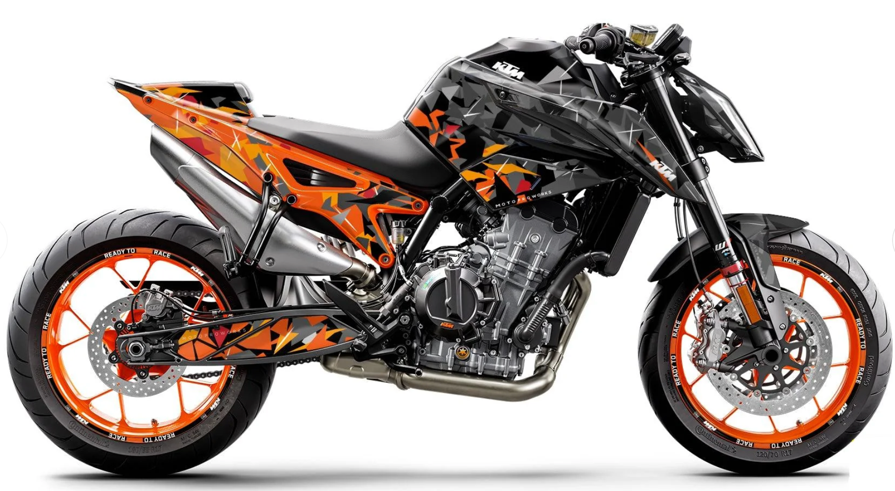 *OUTLET!* KTM 790 Duke (2023-2024) GRAPHICS - "Flake" (Black/Orange) - Matte - Ref.24410