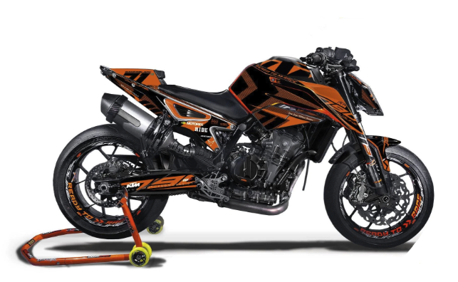 *OUTLET!* KTM 790 Duke 2023-2024 GRAPHICS - "Rasorblade" (Oranje) - GLANZEND - Ref.25194
