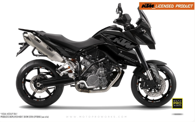 *ALE!* KTM 990 SMT 2008-2014 GRAFIIKAT - "RR-Tech" (Musta) - KIILTÄVÄ - Viite 28657