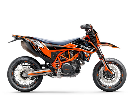 *DÉSTOCKAGE !* KTM 690 Enduro R 2012-2018 KITS DÉCO - "District" (Orange) - PAILLETTES COSMIQUES - Réf.28485