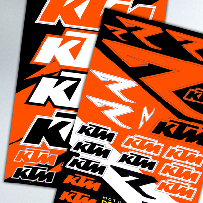 Feuilles d'autocollants Pack - KTM - « Grand logo » et « R » (BRILLANT)