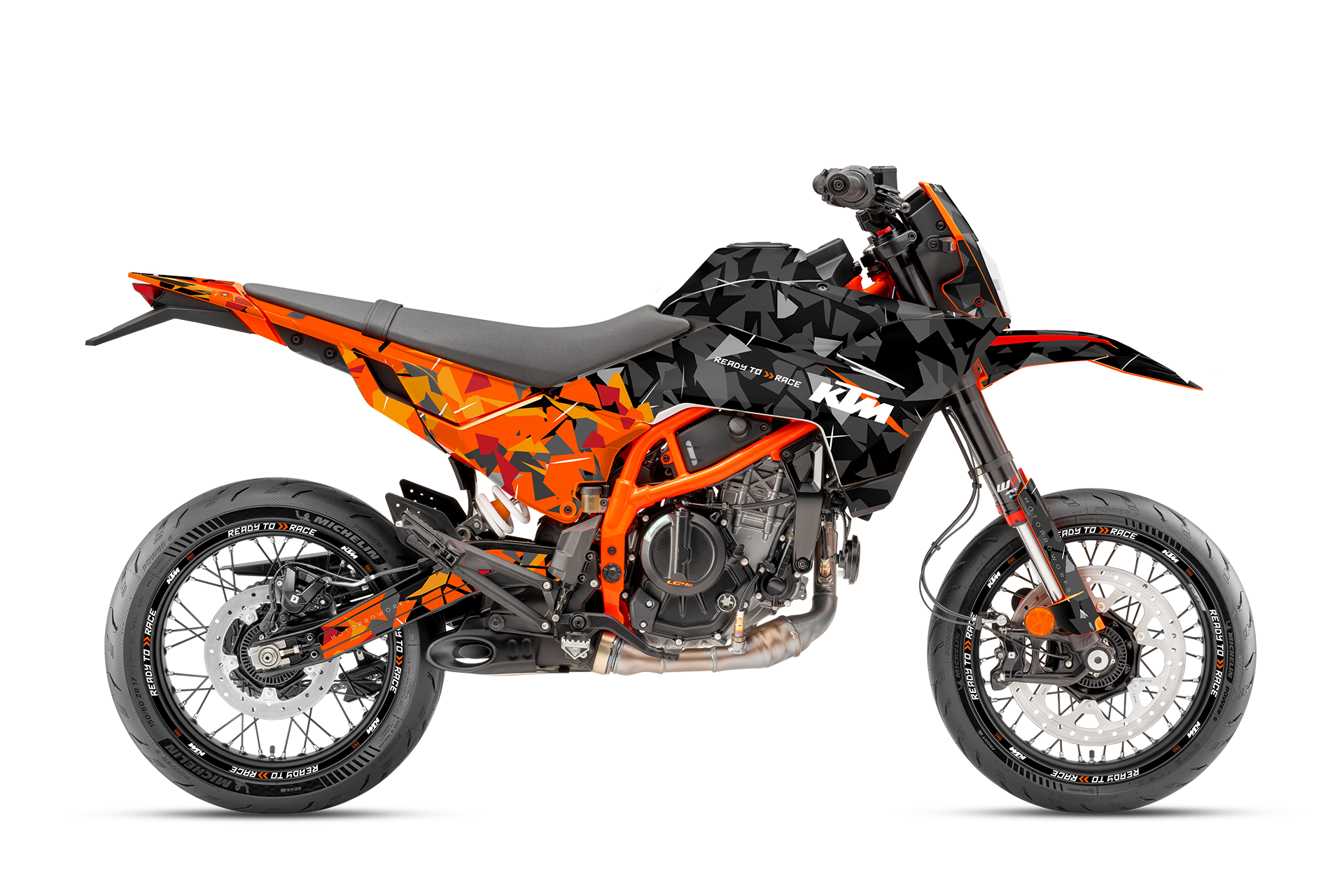 KTM 390 SMC-R GRAPHICS - "Flake" (Black/Orange)