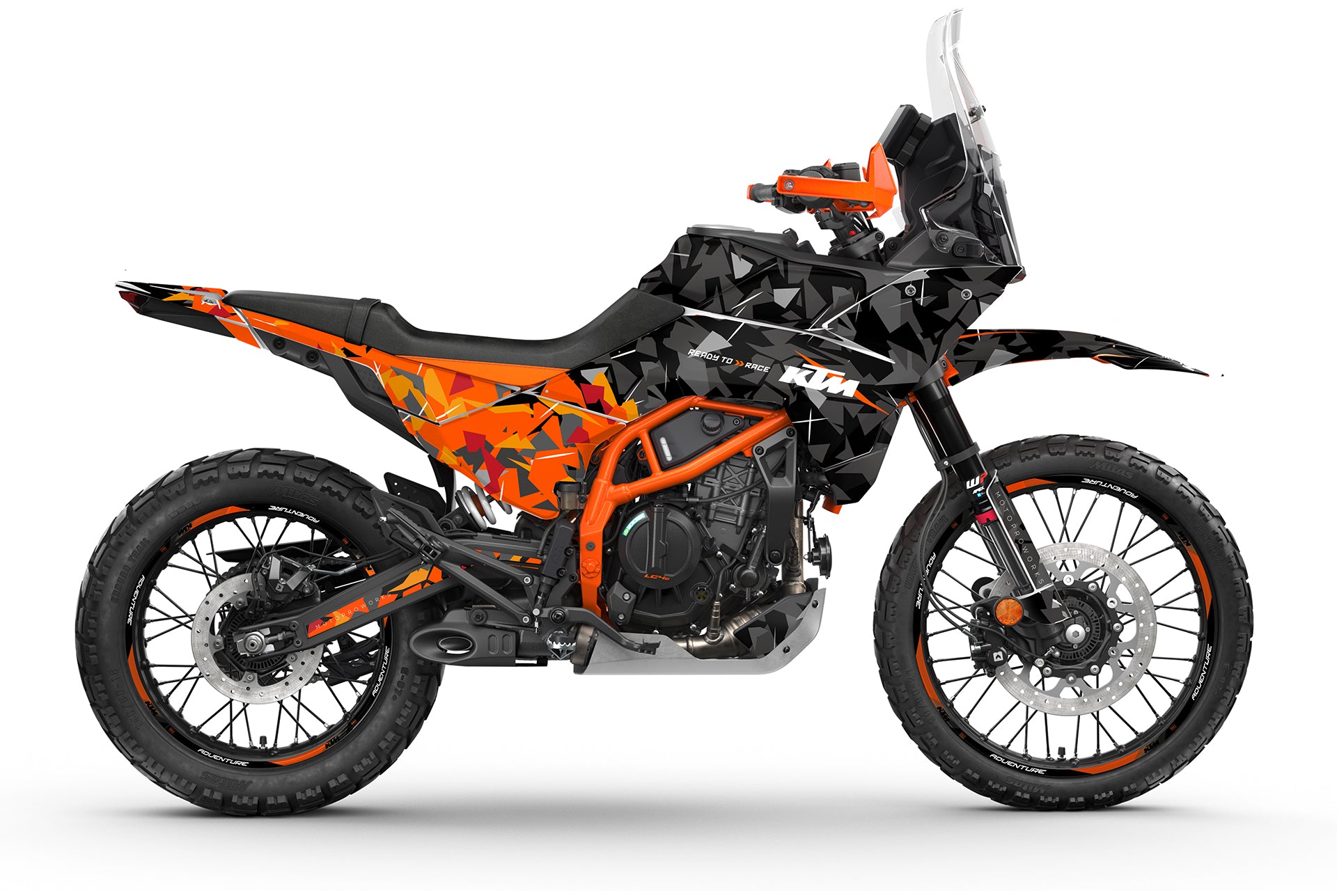 KTM 390 Adventure R / X GRAPHICS - "Flake" (Zwart/Oranje)