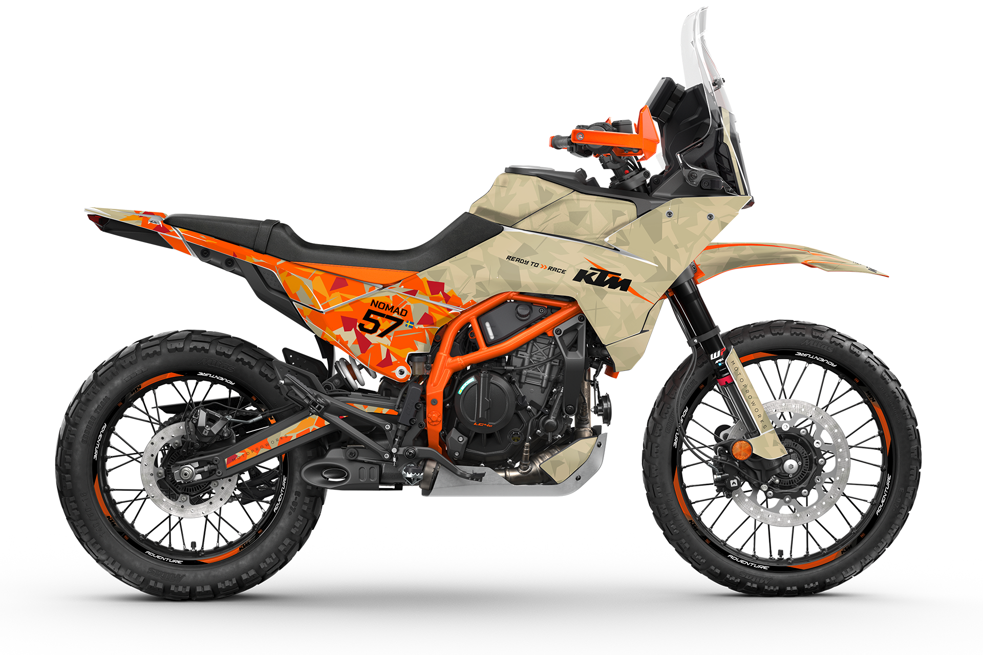 KTM 390 Adventure R / X DEKOR – "Flake" (Sand/Orange)