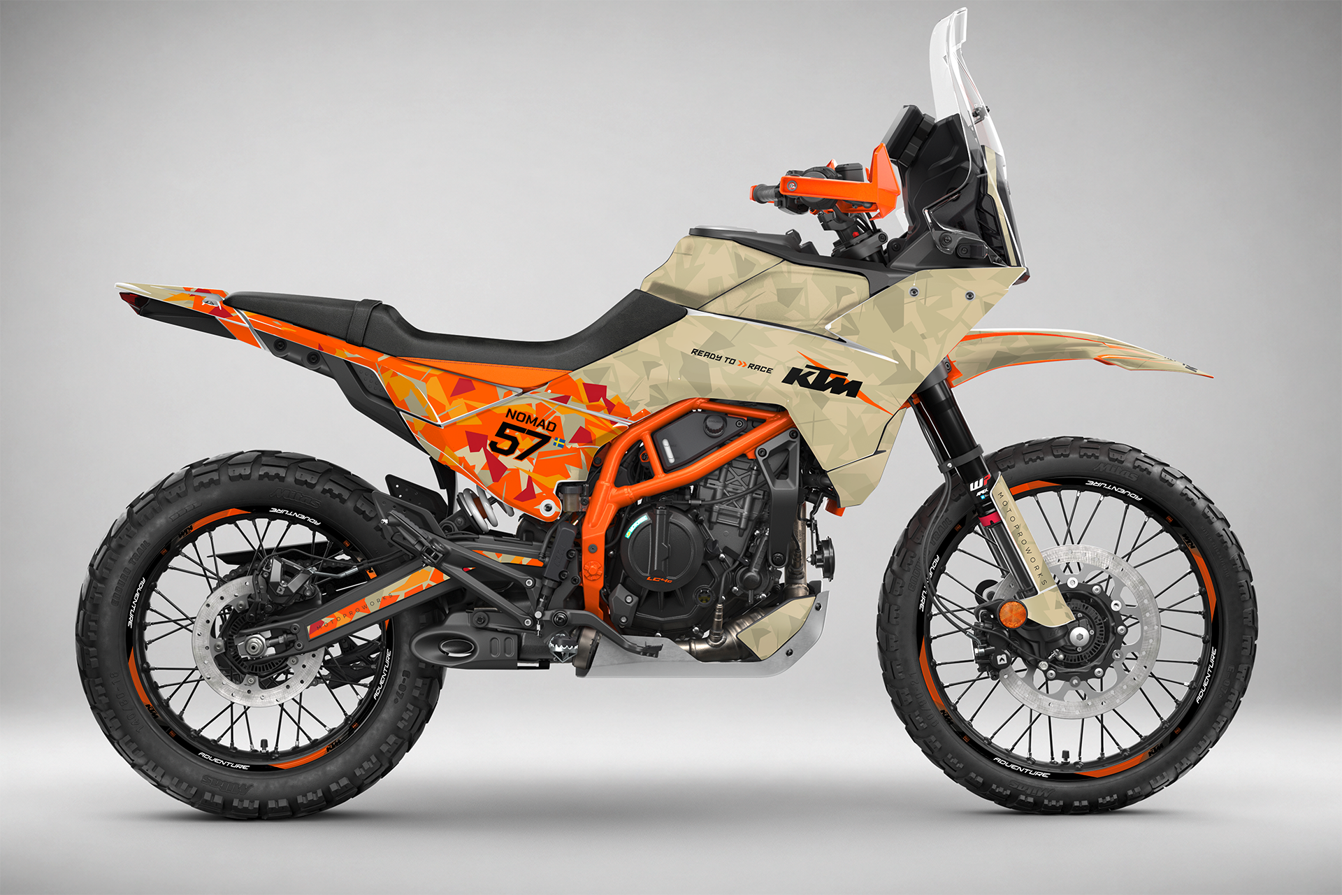 GRAFICHE KTM 390 Adventure R / X - "Flake" (Sand/Arancione)