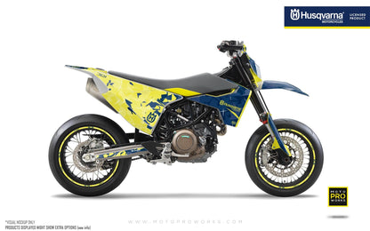 Husqvarna 701 Enduro Graphics - "Flake" (Yellow/Blue) - MotoProWorks | Decals and Bike Graphic kits