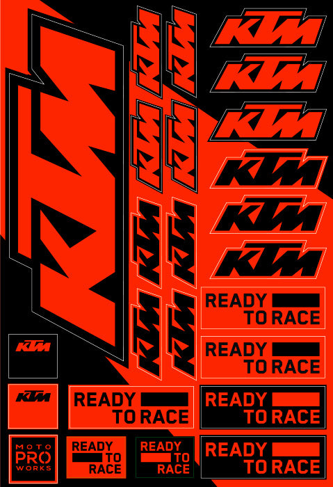 KTM Sticker Sheets - "KTM" (FLUO)