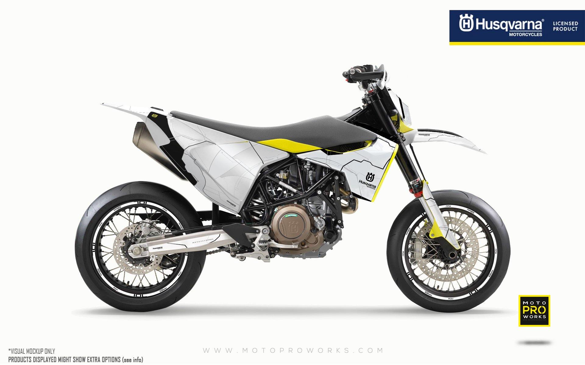 Husqvarna 701 Enduro Graphics - "Robotec" (White) - MotoProWorks | Decals and Bike Graphic kits | Decals and Bike Graphic kit