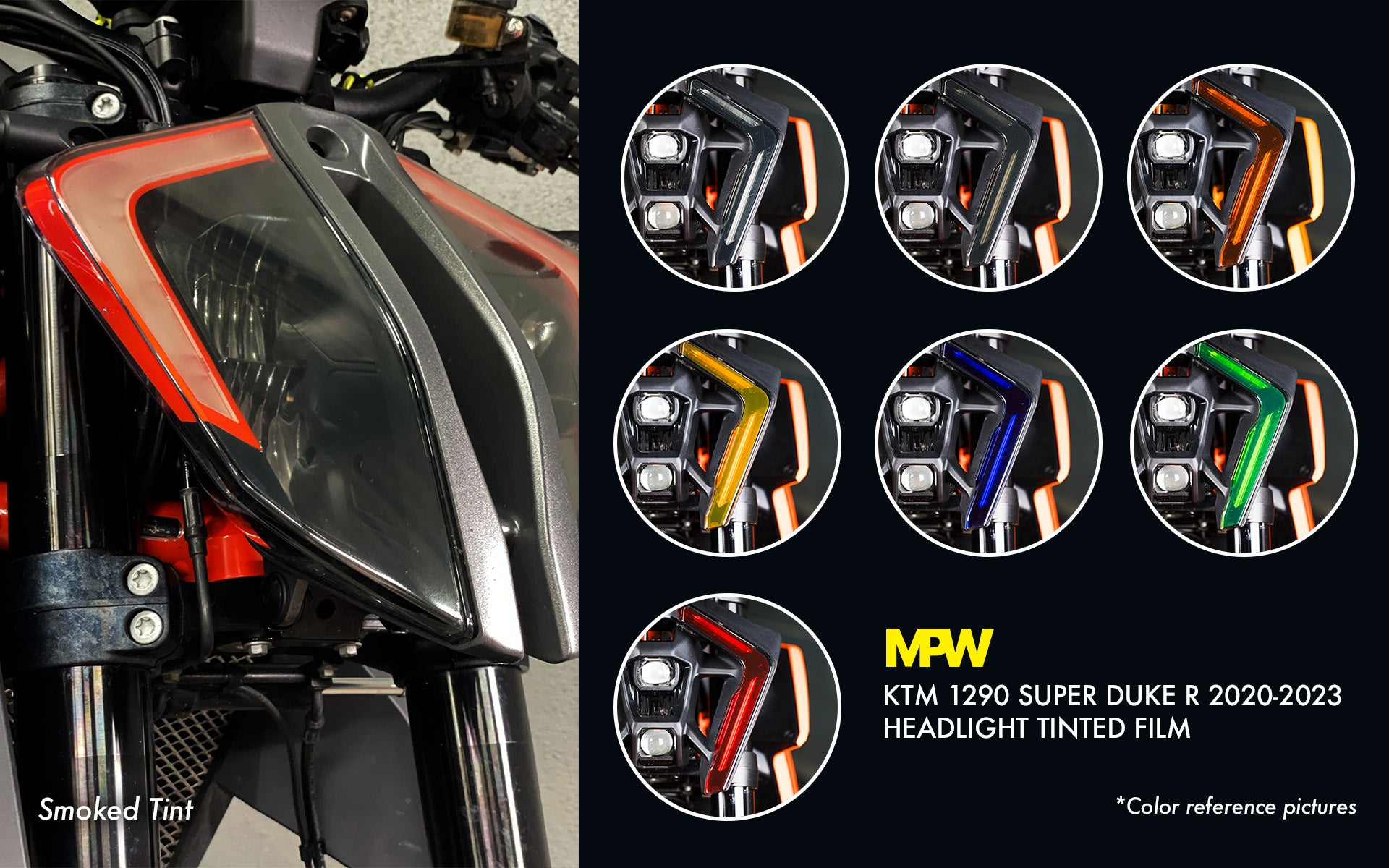 KTM 1290 Super Duke R 2020 2023 Premium Headlight tinted film MotoProWorks