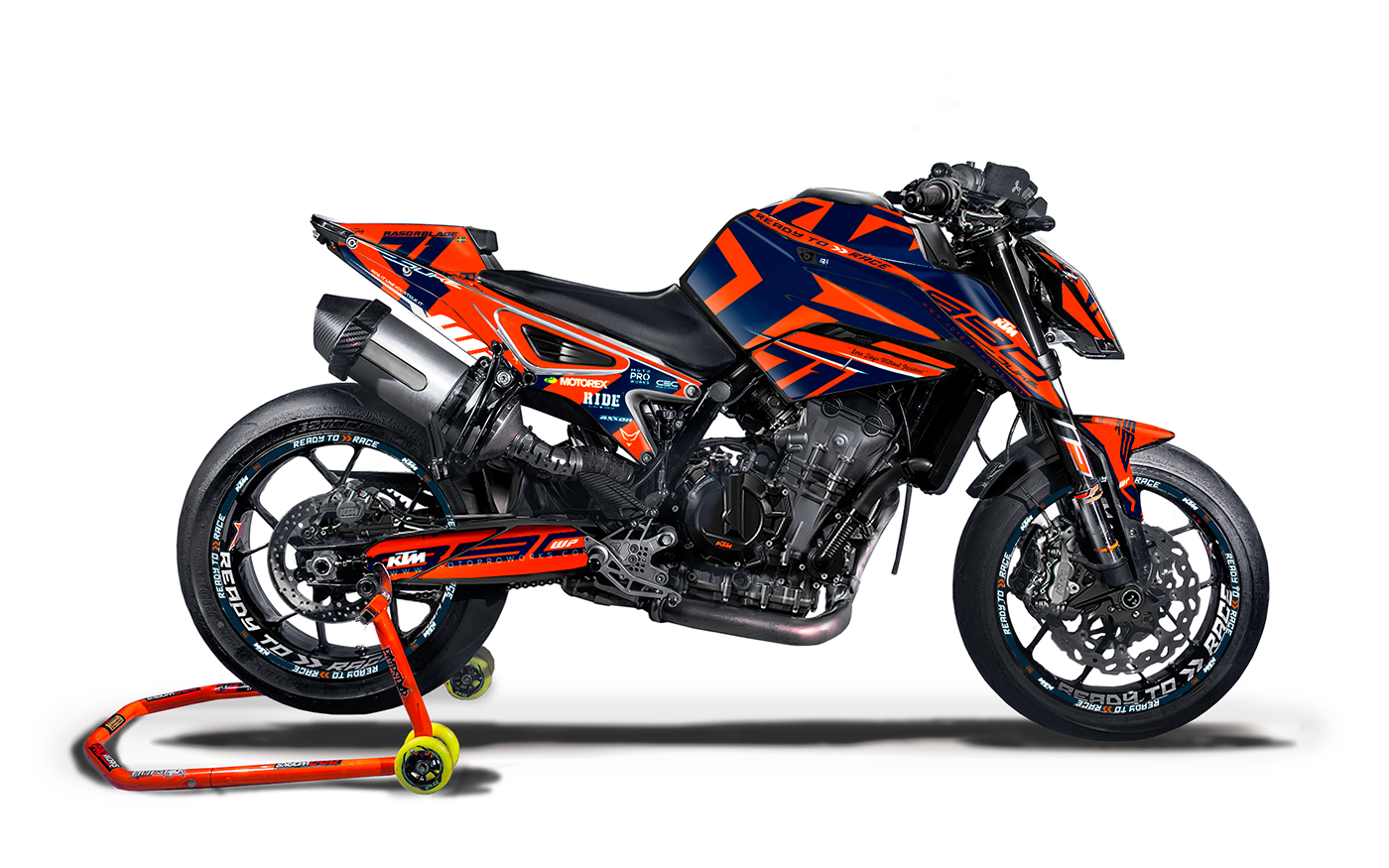 KTM 790/890 Duke GRAPHICS - "Rasorblade" (Orange/Dark Blue)