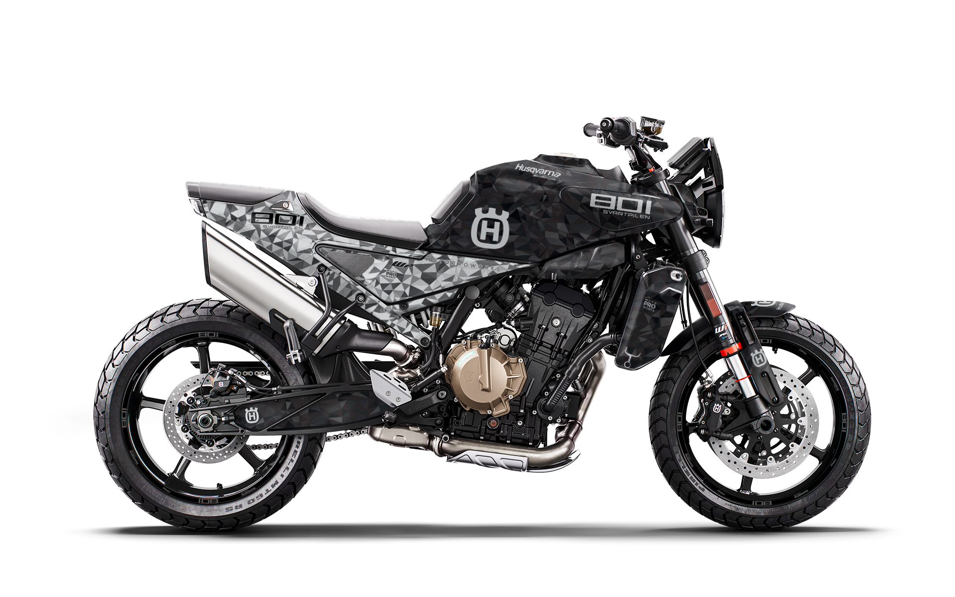 Husqvarna 801 Svartpilen GRAPHICS - "Polyatomic" (Black/Grey)