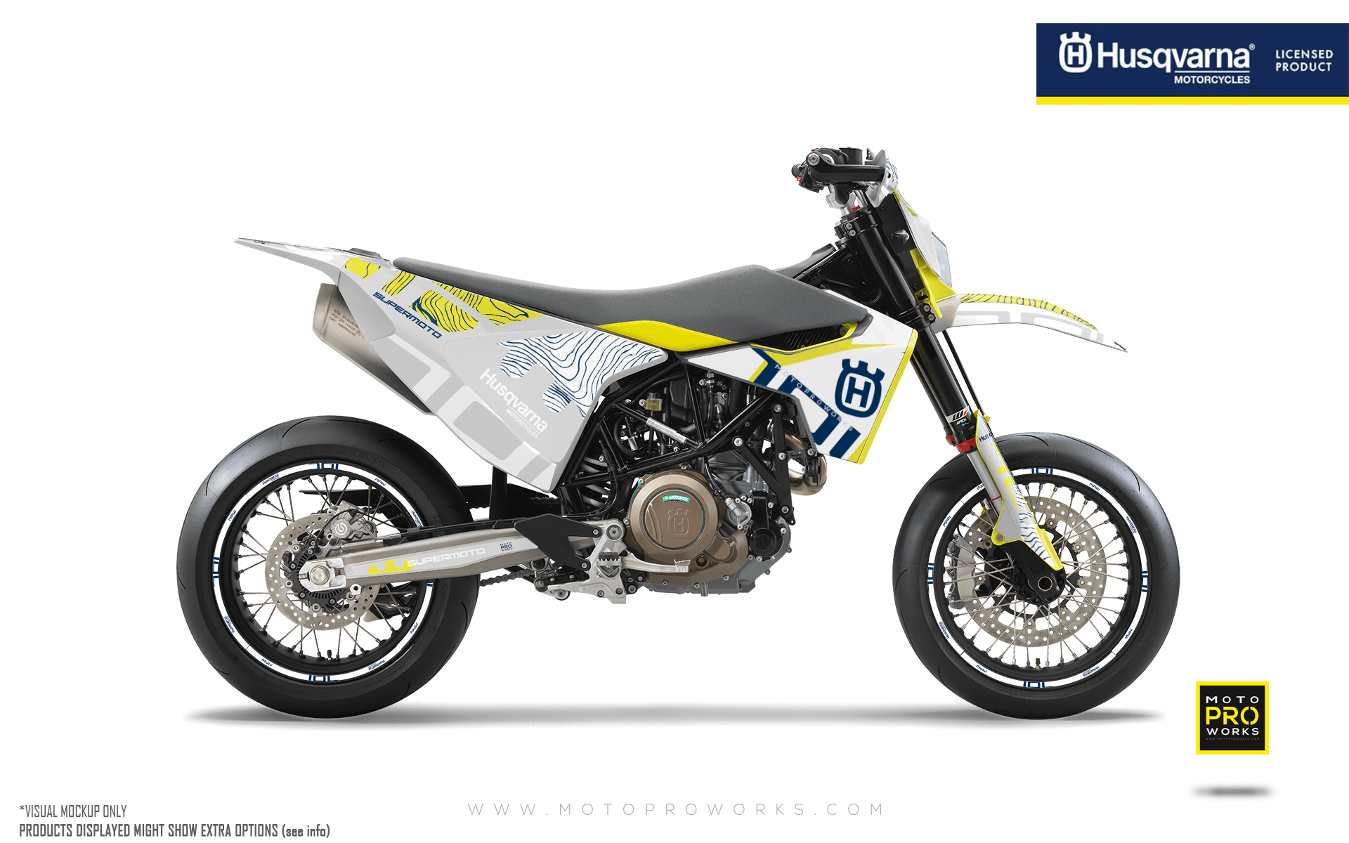 Husqvarna 701 Enduro Graphics - "Monarch" (White/Pattern) - MotoProWorks | Decals and Bike Graphic kits
