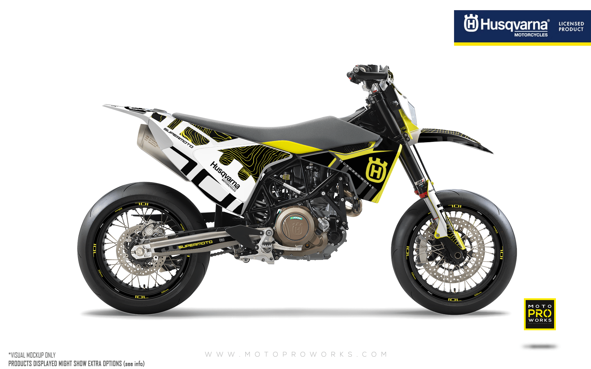 Husqvarna 701 Enduro Graphics - "Monarch" (Yellow/Pattern) - MotoProWorks | Decals and Bike Graphic kits