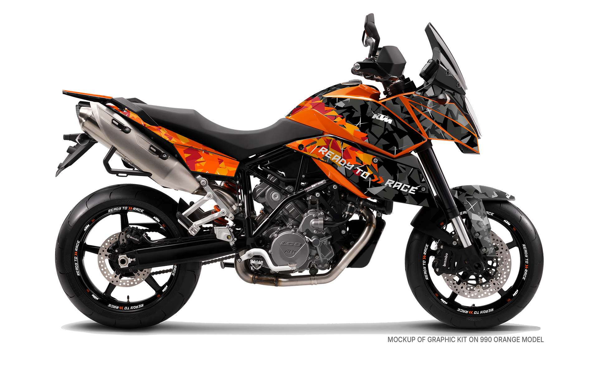 KTM 990 SM / SMR / SMT GRAFICHE - "Flake" (Nero/Arancione)