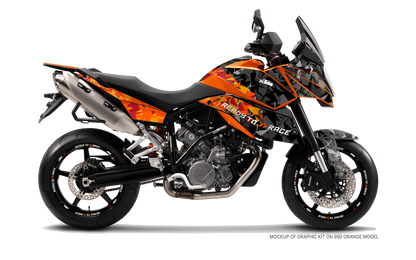 KTM 990 SM / SMR / SMT GRAPHICS - "Flake" (Black/Orange) - MotoProWorks