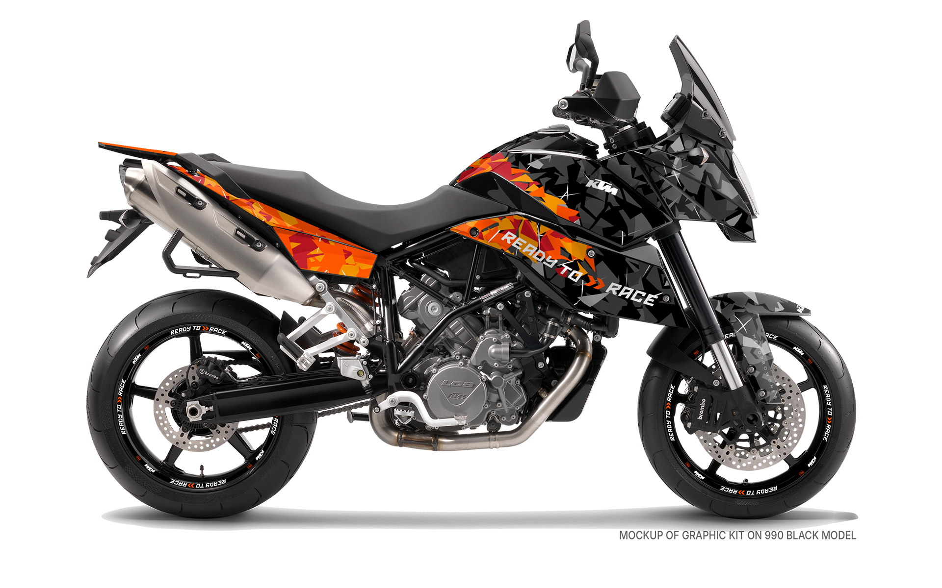 KTM 990 SM / SMR / SMT GRAFICHE - "Flake" (Nero/Arancione)