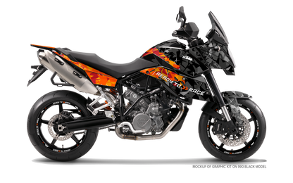 KTM 990 SM / SMR / SMT GRAPHICS - "Flake" (Black/Orange) - MotoProWorks