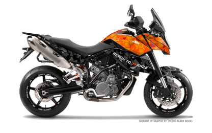 KTM 990 SM / SMR / SMT GRAPHICS - "Flake" (Orange/Black) - MotoProWorks