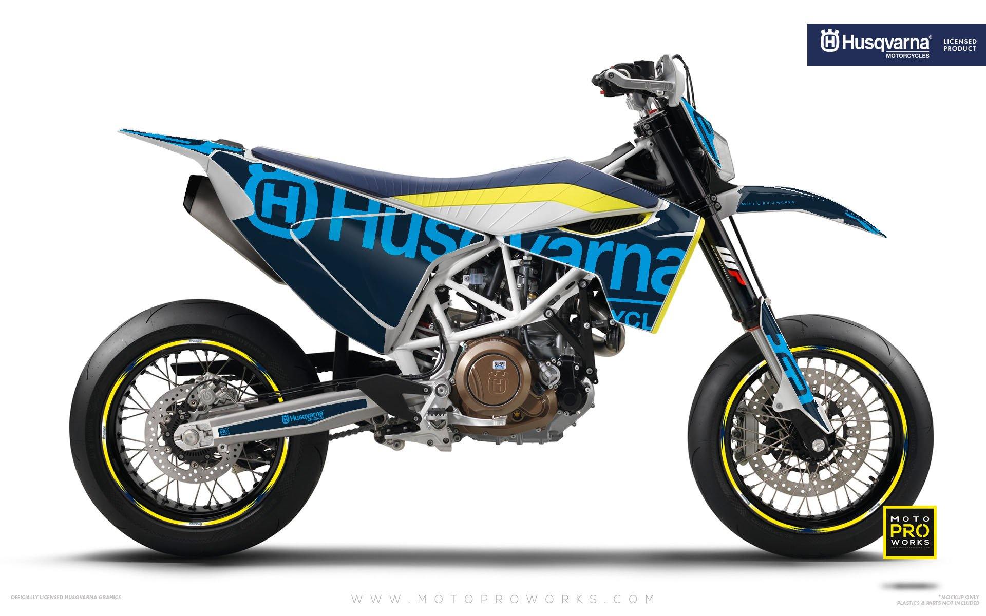 Husqvarna 701 Enduro Graphics - "STATEMENT" (Cyan) - MotoProWorks | Decals and Bike Graphic kits | Decals and Bike Graphic kit