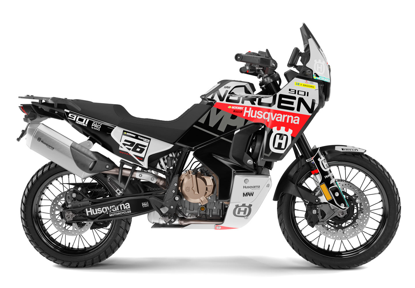 901 Designs HUSQVARNA Norden 901 GRAPHICS - “P1” (Black/Red) – MotoProWorks