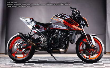 KTM 990 Duke GRAFIIKAT - "Rasorblade" (Valkoinen/Musta/Oranssi)